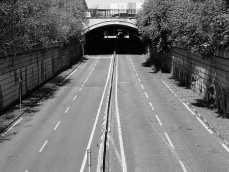 Sottopasso Lingotto (translation: Lingotto subway) in Turin in black and whiteの写真素材