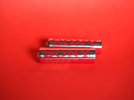 TOKYO, JAPAN - CIRCA APRIL 2021: Sony AA batteries