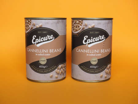SALT LAKE CITY, USA - CIRCA JUNE 2021: Canned Epicure cannellini beans in salted waterのeditorial素材