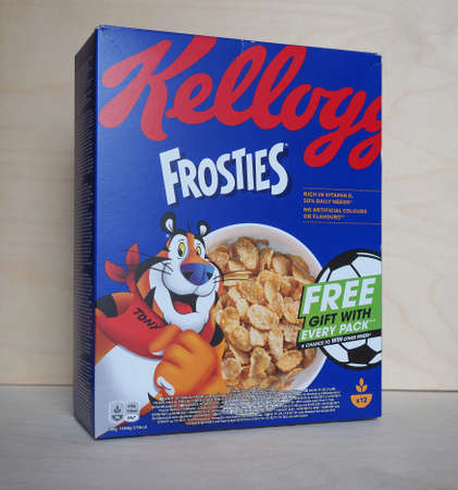BATTLE CREEK, USA - CIRCA JULY 2021: Box of Kellogg's Frosties