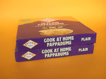 LONDON, UK - CIRCA JUNE 2021: Packet of Patak's cook at home pappadumsのeditorial素材