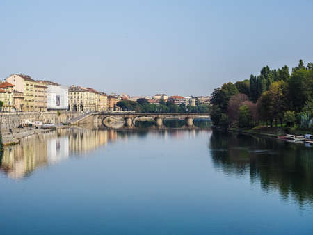 TURIN, ITALY - CIRCA OCTOBER 2021: Fiume Po meaning River Poのeditorial素材