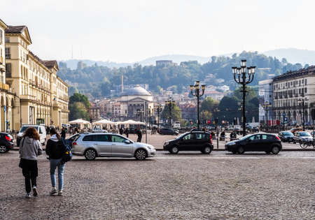 TURIN, ITALY - CIRCA OCTOBER 2021: Piazza Vittorio Emanuele II square