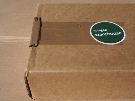SEATTLE, USA - CIRCA OCTOBER 2021: Amazon Warehouse offers great deals on quality used pre-owned or open box productsのeditorial素材