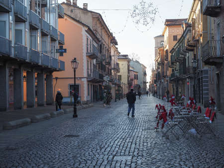 CHIVASSO, ITALY - CIRCA DECEMBER 2021: Via Torino high streetのeditorial素材
