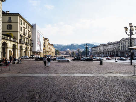 TURIN, ITALY - CIRCA OCTOBER 2021: Piazza Vittorio Emanuele II squareのeditorial素材