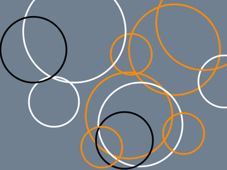 Abstract minimalist orange white grey illustration with circles and slate gray backgroundの写真素材