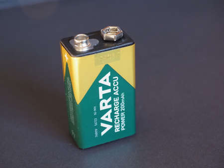 HANNOVER, GERMANY - CIRCA JANUARY 2022: Varta 9 V rechargeable battery