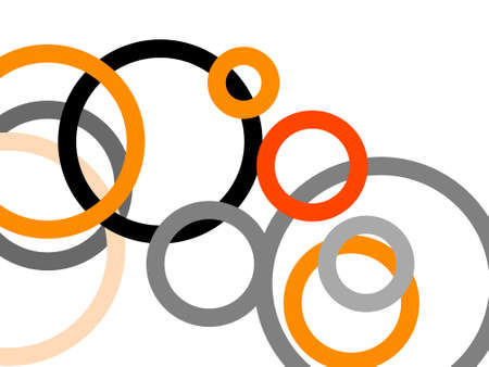 Abstract minimalist grey orange illustration with circles and white backgroundの写真素材