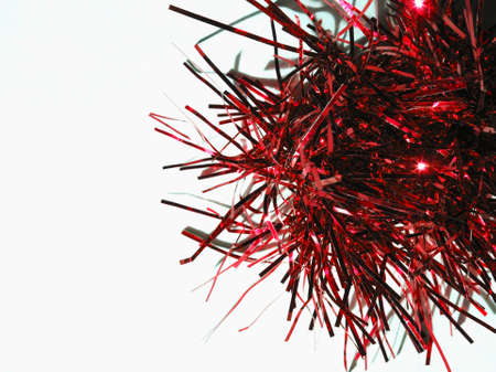 Red tinsel used as a Christmas decorationの写真素材