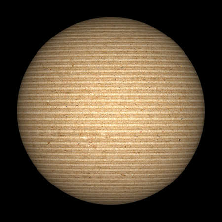 brown corrugated cardboard sphere over black background