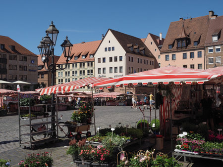 NUERNBERG, GERMANY - CIRCA JUNE 2022: People in Hauptmarkt main market squareのeditorial素材
