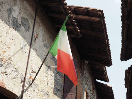 the Italian national flag of Italy, Europeの写真素材