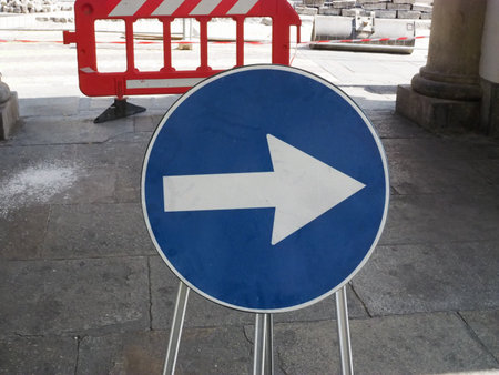 Regulatory signs, proceed in direction indicated by arrow traffic sign