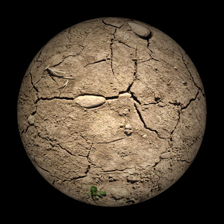 brown earth sphere over a black backgroundの写真素材