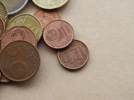 Many Euro coins money currency of European Union