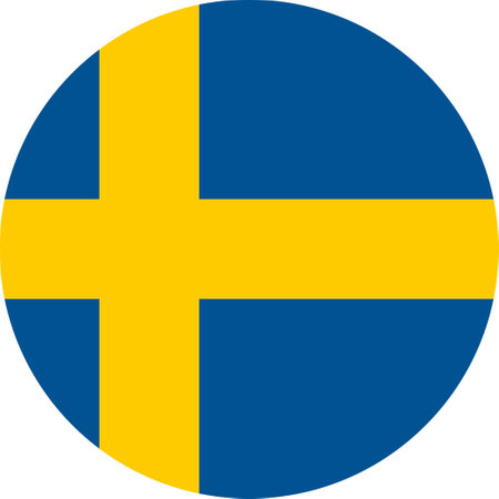 round Swedish national flag of Sweden, Europeの写真素材