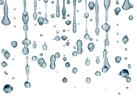 droplets of water over a white backgroundの写真素材
