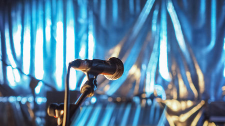 microphone on empty stage before a concert