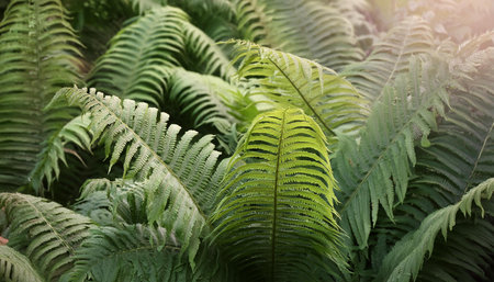 lush fern plants background, AI generated imageの写真素材