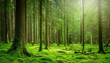 lush green forest natural background, AI generated imageの写真素材
