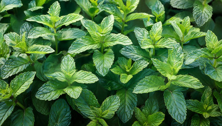peppermint plants full frame, AI generated image