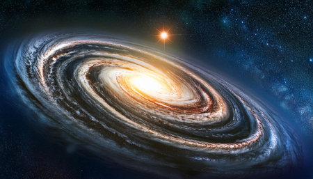 spiral galaxy in deep space, AI generated imageの写真素材