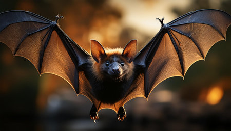 black bat flying, AI generated image