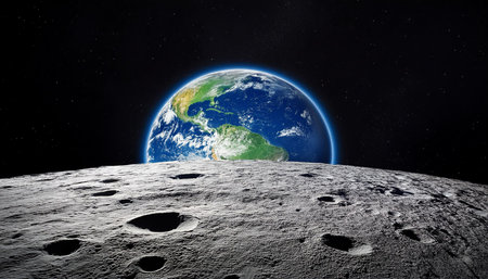 planet earth seen from the moon, AI generated image