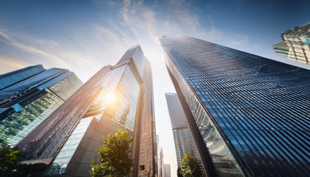 urban landscape with skyscrapers, AI generated imageの写真素材