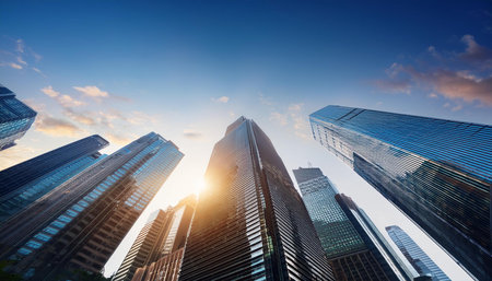 urban landscape with skyscrapers, AI generated imageの写真素材