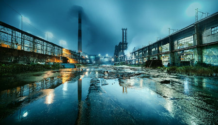 industrial ruins of abandoned factoryの写真素材