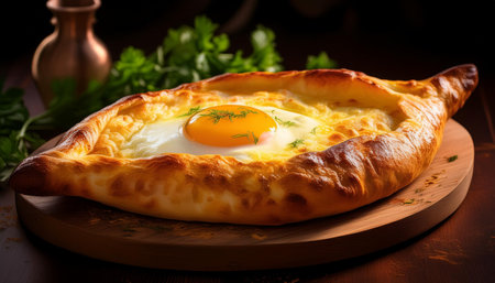 georgian khachapuri cheese filled bread, AI generated imageの写真素材