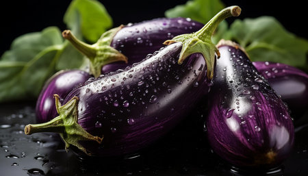 field of aubergine plantsの写真素材