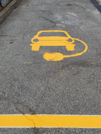 electric car charge point vehicle supply equipment signの写真素材