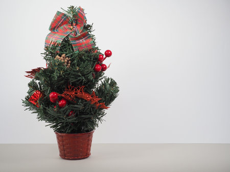 christmas tree over grey background with copy spaceの写真素材