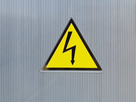 high voltage danger of electrocution electric shock warning signの写真素材