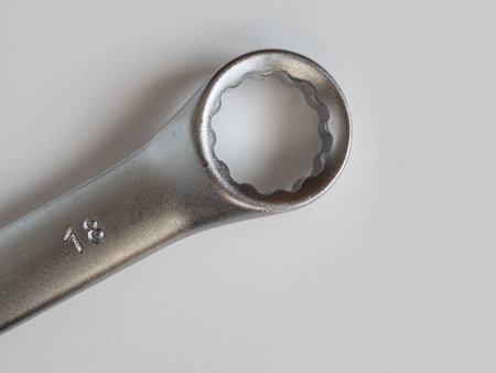 chrome vanadium steel wrench spanner size 18 mmの写真素材