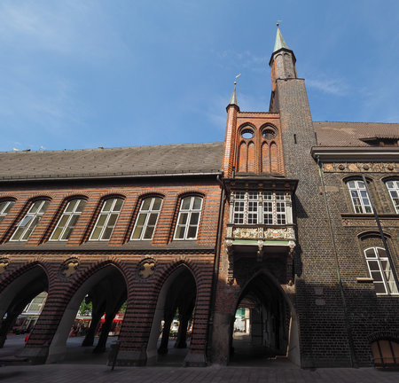Luebecker Rathaus city hall in Luebeck, Germanyの写真素材