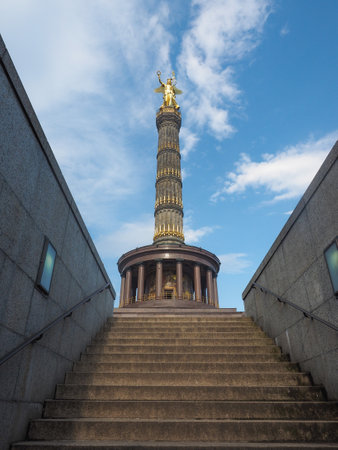 Angel statue aka Siegessaeule meaning Victory Column in Tiergarten park in Berlin, Germanyの写真素材