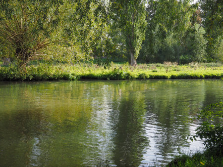 River Cam landscape in Cambridge, UKの写真素材