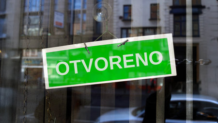 open sign in Croatian languageの写真素材