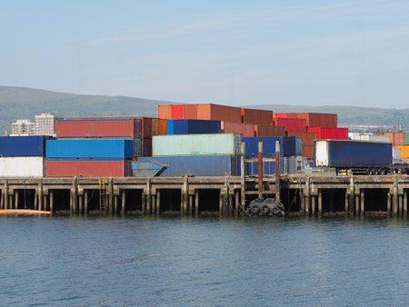 shipping containers at the harbourの写真素材