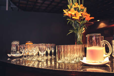 Drinks, glasses and decoration for event.の写真素材