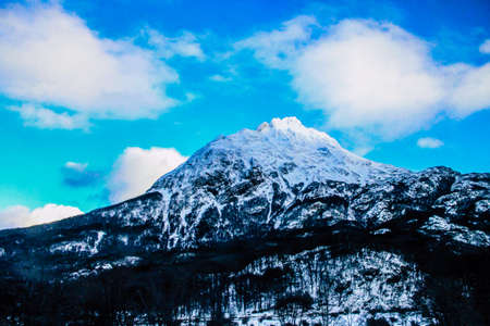 Amazing mountain landscape with snowの写真素材