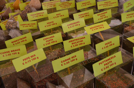  Colorful spices at an italian market の写真素材