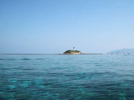 lighthouse on the island of the Sirens, punta licosa italyの写真素材