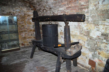 old cellar and equipment for the manufacture of red wineの写真素材