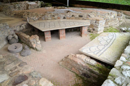 Ancient Roman excavations in Desenzano Italyの写真素材