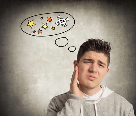 Man with toothache and swollen jaw
